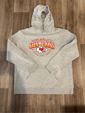 Kansas City Chiefs Super Bowl LVIII Champions Gray Pullover Hoodie NFL size 2XL